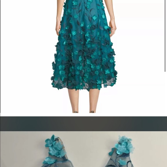 Marchesa Notte hi low 3D floral tiered dress - Picture 2 of 9